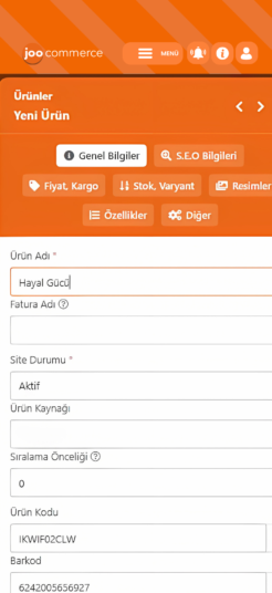 e-ticaret yönetim paneli